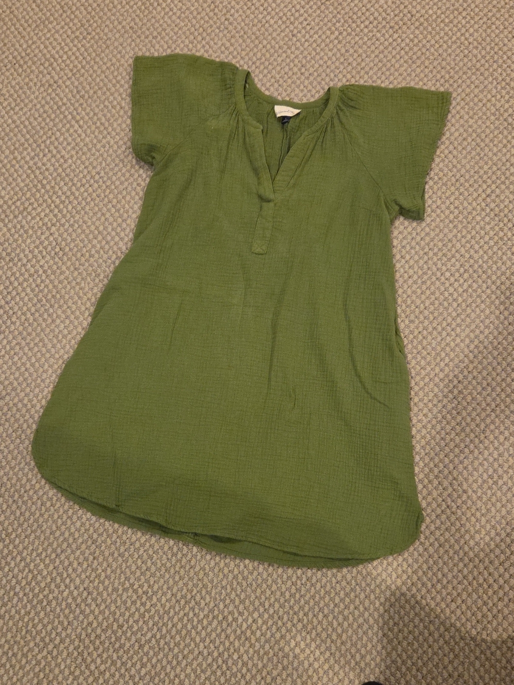 Universal Thread Olive Green Short-Sleeve Gauze Tunic Dress Sz S